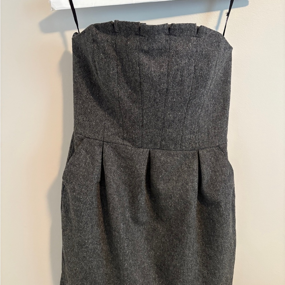 7 For All Mankind Black Strapless Sheath Dress